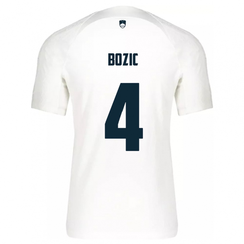 Kandiny Herren Slowenien Viktor Bozic #4 Weiß Heimtrikot Trikot 24-26 T-Shirt