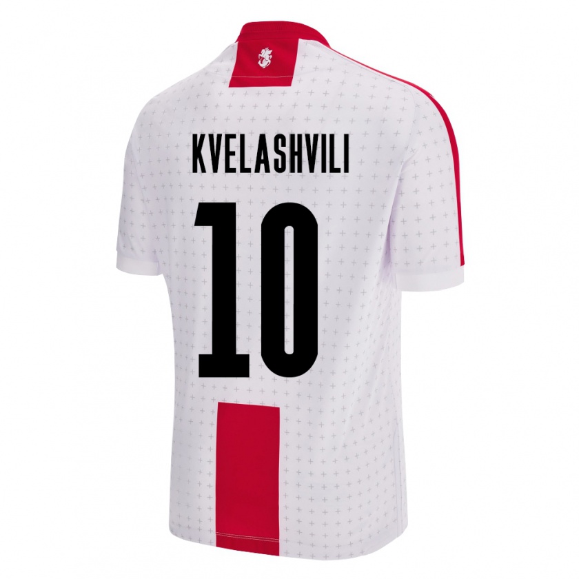 Kandiny Herren Georgien Nikoloz Kvelashvili #10 Weiß Heimtrikot Trikot 24-26 T-Shirt