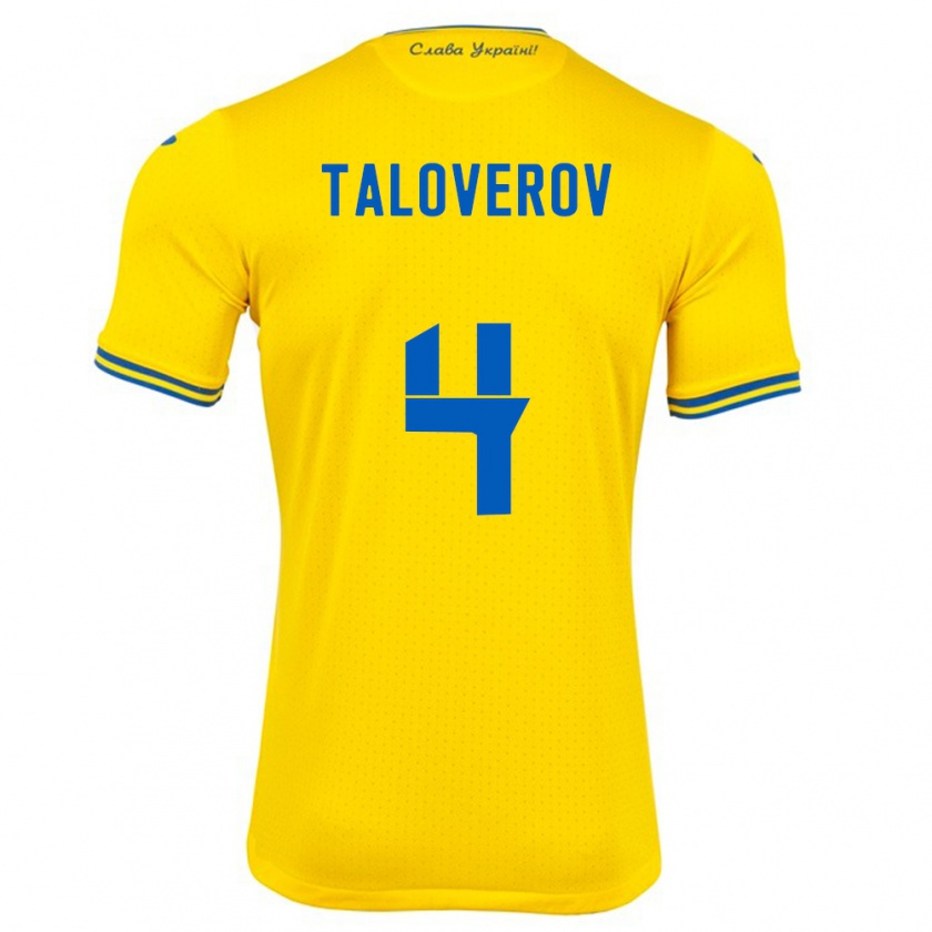 Kandiny Herren Ukraine Maksym Taloverov #4 Gelb Heimtrikot Trikot 24-26 T-Shirt