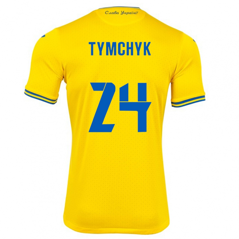 Kandiny Herren Ukraine Oleksandr Tymchyk #24 Gelb Heimtrikot Trikot 24-26 T-Shirt