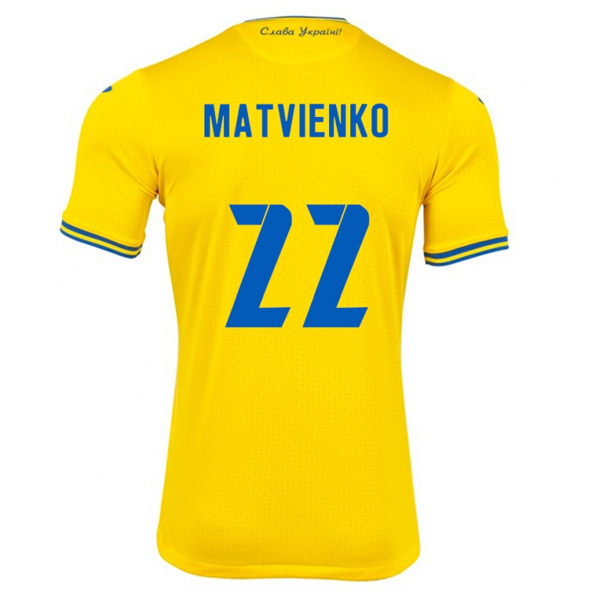 Kandiny Herren Ukraine Mykola Matvienko #22 Gelb Heimtrikot Trikot 24-26 T-Shirt