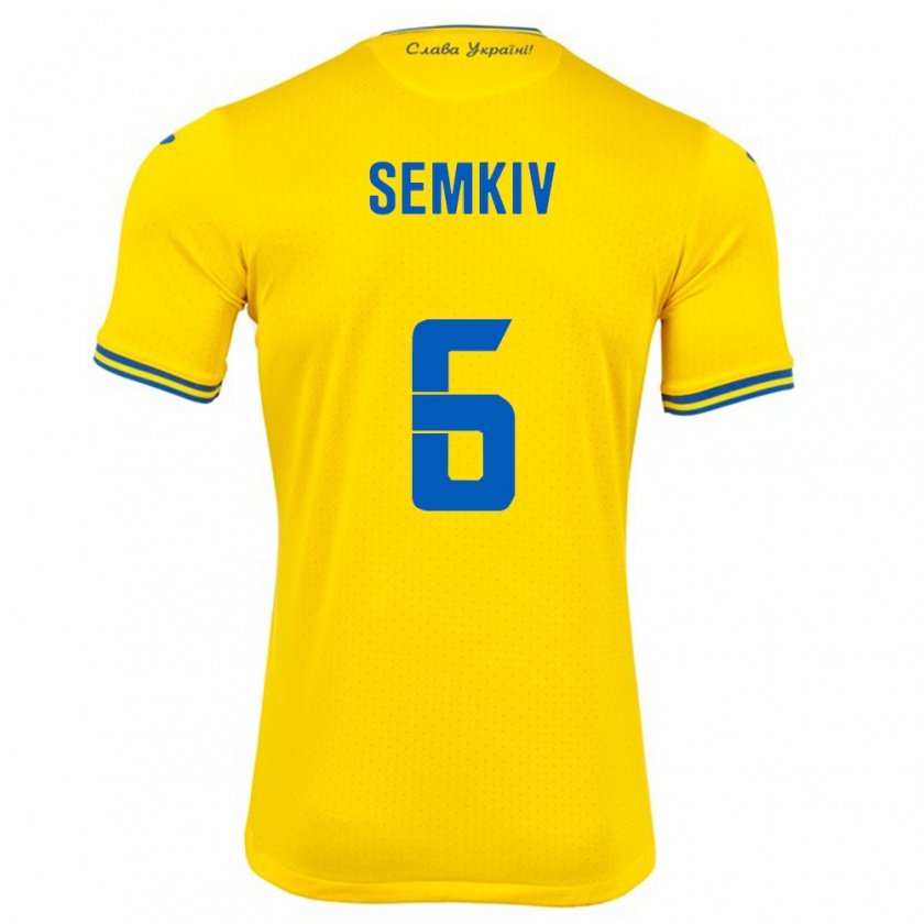 Kandiny Herren Ukraine Dayana Semkiv #6 Gelb Heimtrikot Trikot 24-26 T-Shirt