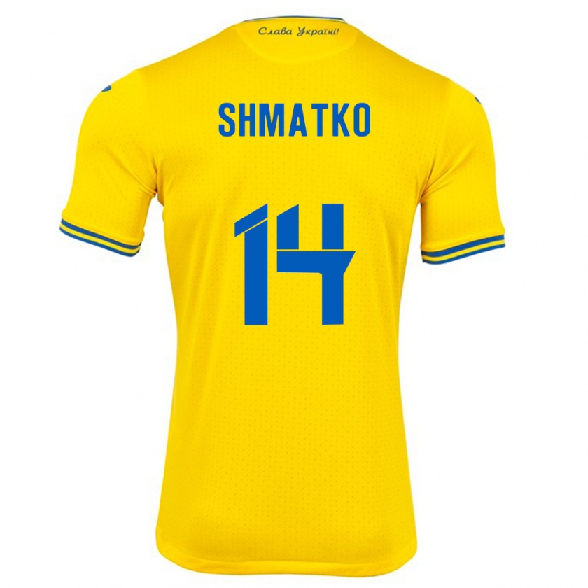 Kandiny Herren Ukraine Lyubov Shmatko #14 Gelb Heimtrikot Trikot 24-26 T-Shirt