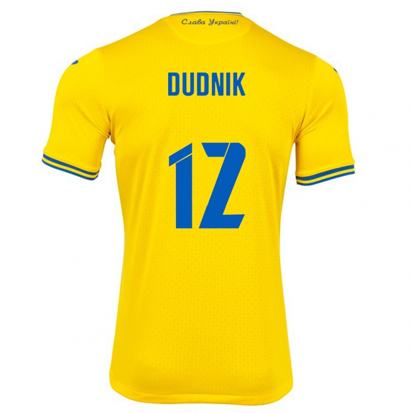 Kandiny Herren Ukraine Marina Dudnik #12 Gelb Heimtrikot Trikot 24-26 T-Shirt