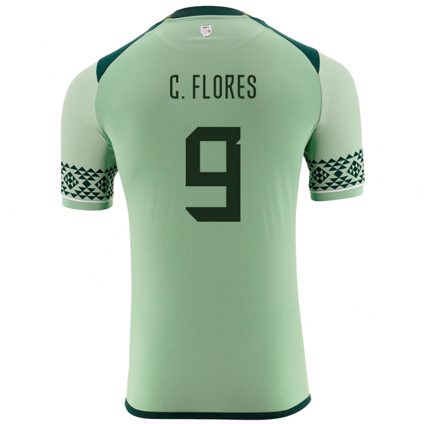 Kandiny Herren Bolivien Cesar Flores #9 Hellgrün Heimtrikot Trikot 24-26 T-Shirt