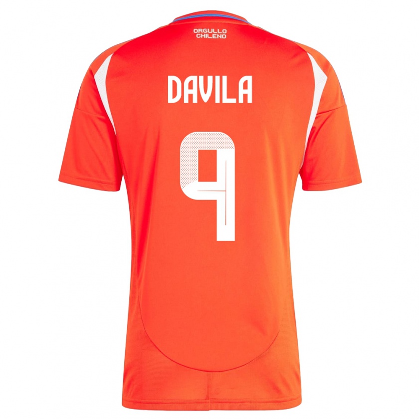 Kandiny Herren Chile Víctor Dávila #9 Rot Heimtrikot Trikot 24-26 T-Shirt