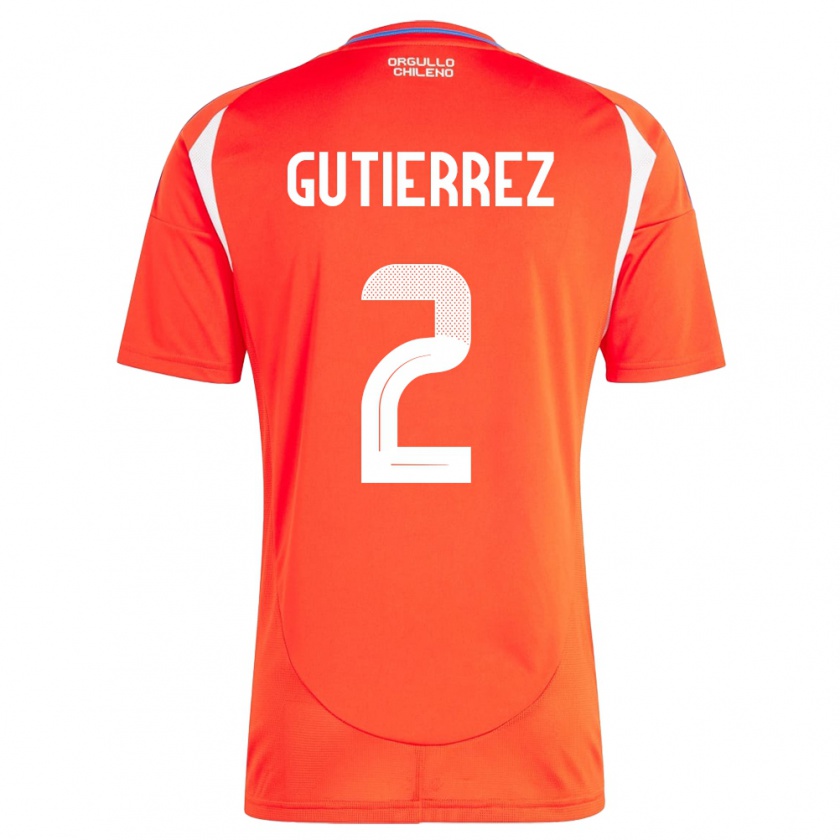 Kandiny Herren Chile Joaquín Gutiérrez #2 Rot Heimtrikot Trikot 24-26 T-Shirt