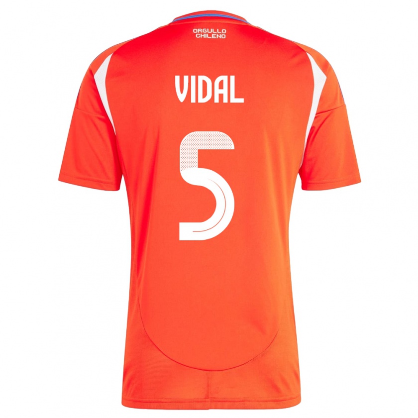 Kandiny Herren Chile Valentín Vidal #5 Rot Heimtrikot Trikot 24-26 T-Shirt