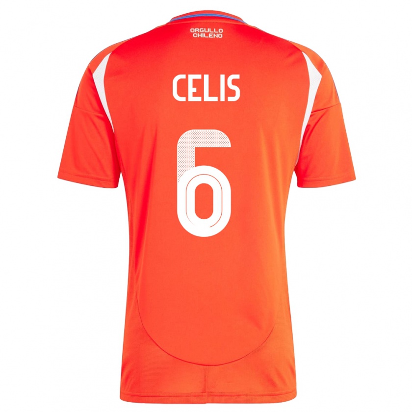 Kandiny Herren Chile Milovan Celis #6 Rot Heimtrikot Trikot 24-26 T-Shirt