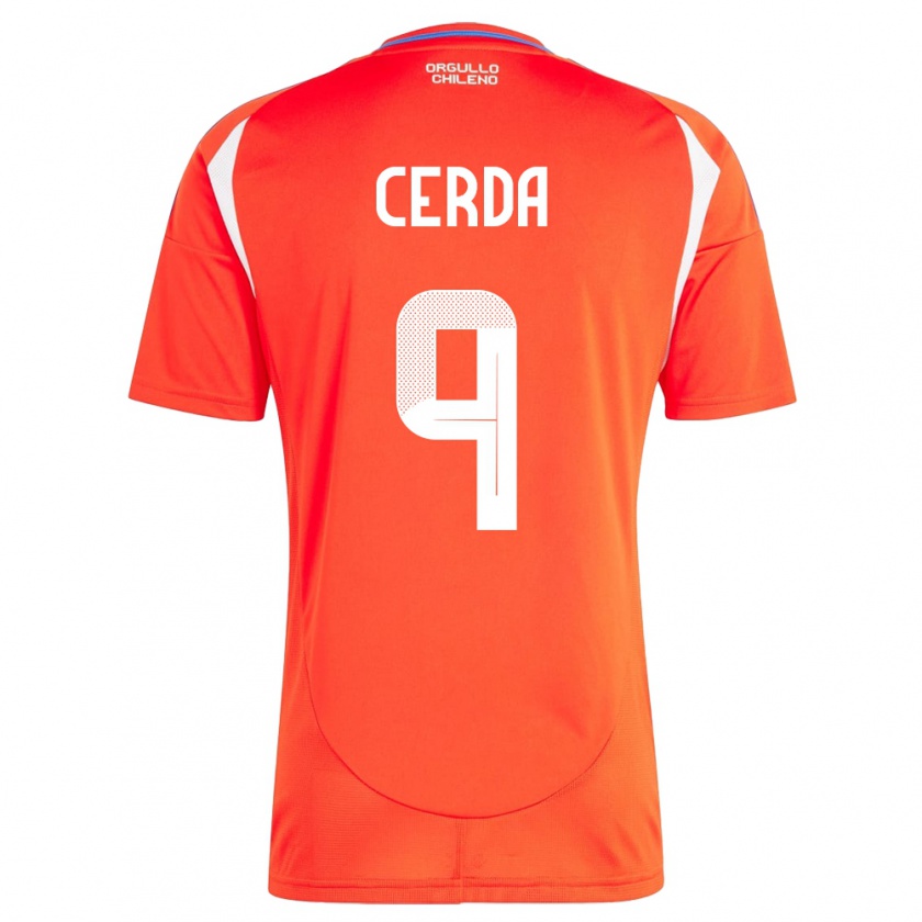 Kandiny Herren Chile Axel Cerda #9 Rot Heimtrikot Trikot 24-26 T-Shirt