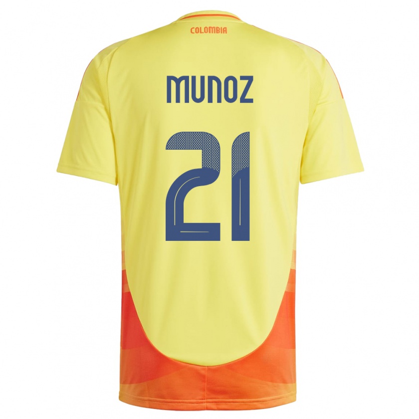 Kandiny Herren Kolumbien Daniel Muñoz #21 Gelb Heimtrikot Trikot 24-26 T-Shirt