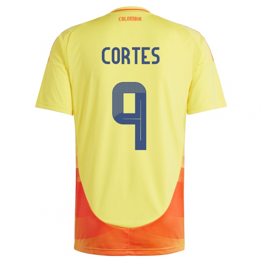 Kandiny Herren Kolumbien Carlos Cortés #9 Gelb Heimtrikot Trikot 24-26 T-Shirt