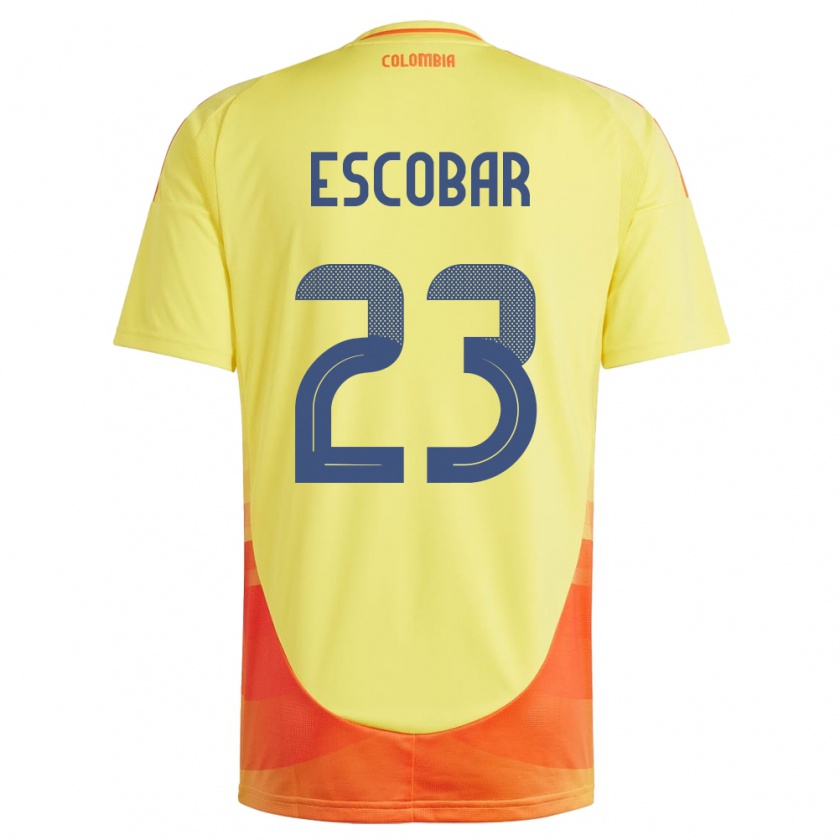 Kandiny Herren Kolumbien Josen Escobar #23 Gelb Heimtrikot Trikot 24-26 T-Shirt