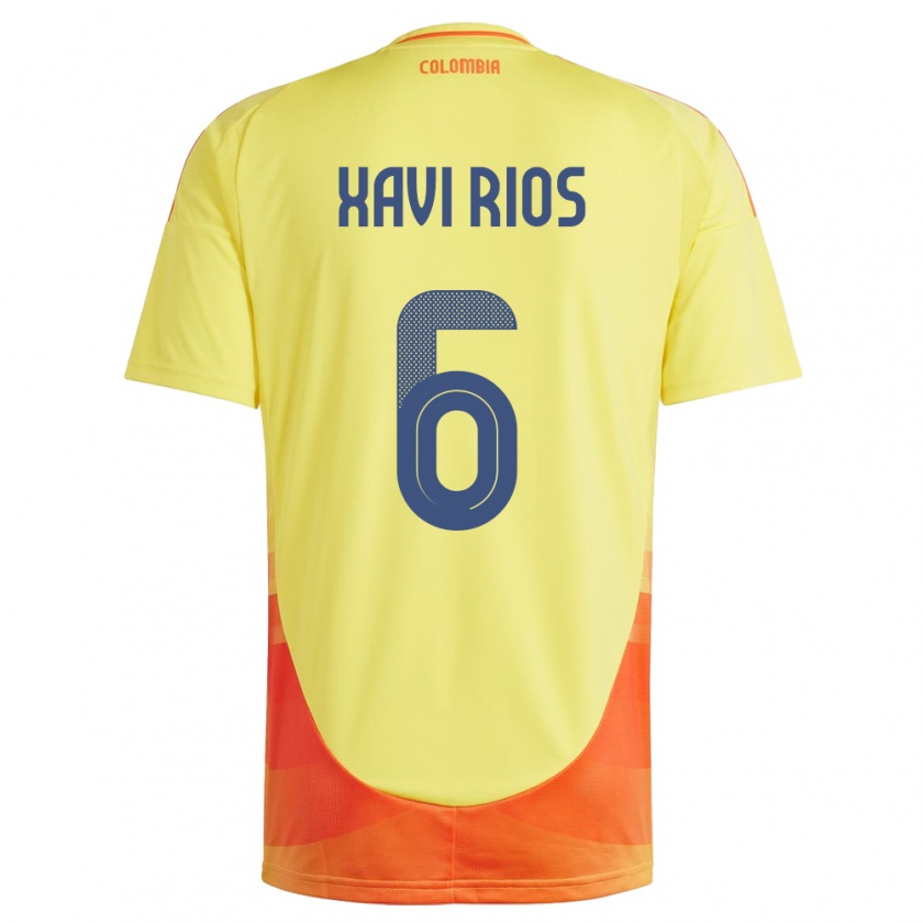 Kandiny Herren Kolumbien Xavi Ríos #6 Gelb Heimtrikot Trikot 24-26 T-Shirt