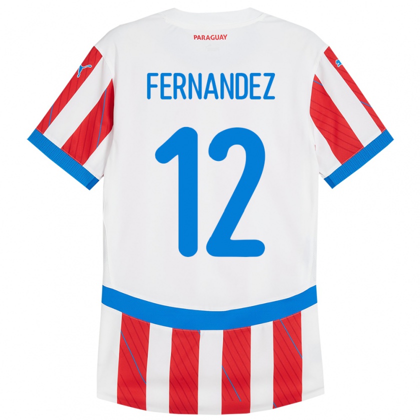 Kandiny Herren Paraguay Gatito Fernández #12 Weiß Rot Heimtrikot Trikot 24-26 T-Shirt