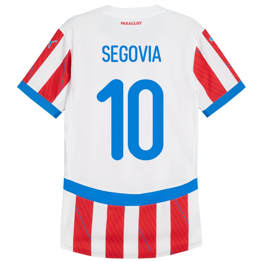 Kandiny Herren Paraguay Matías Segovia #10 Weiß Rot Heimtrikot Trikot 24-26 T-Shirt