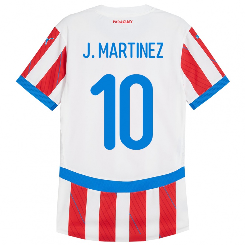 Kandiny Herren Paraguay Jessica Martínez #10 Weiß Rot Heimtrikot Trikot 24-26 T-Shirt