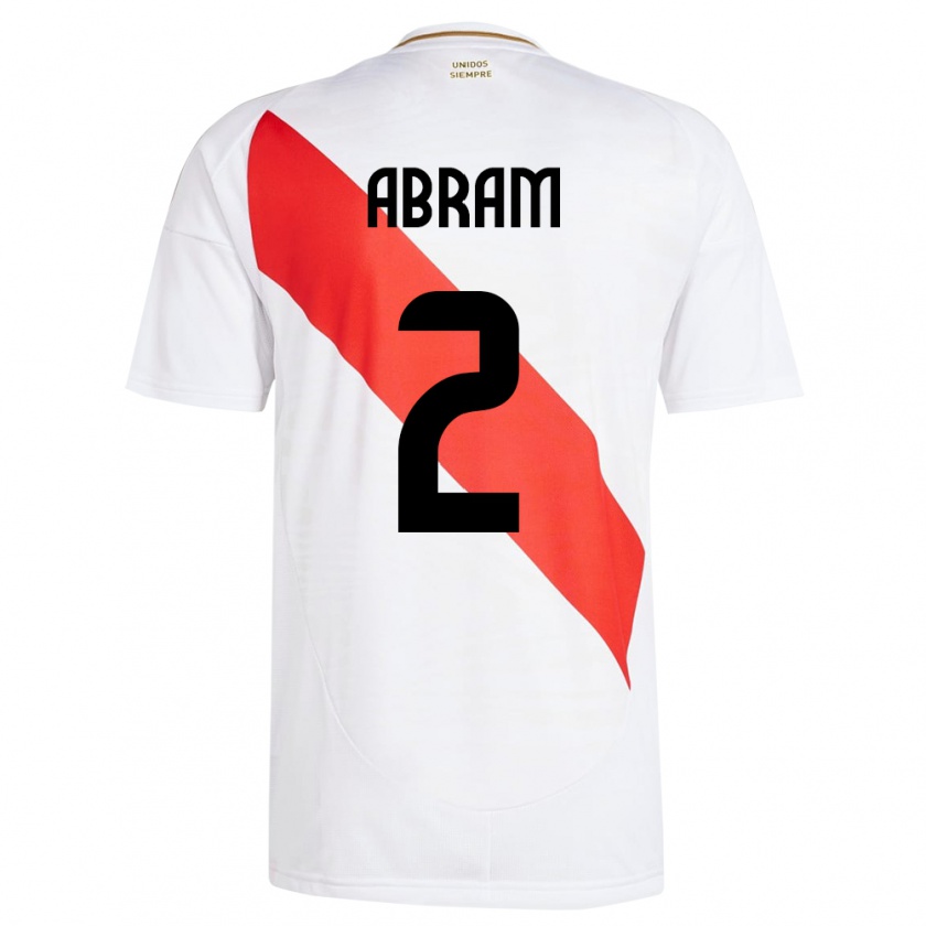 Kandiny Herren Peru Luis Abram #2 Weiß Heimtrikot Trikot 24-26 T-Shirt