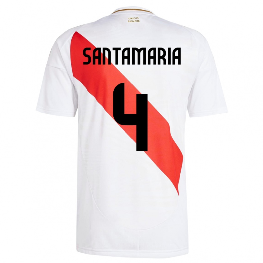 Kandiny Herren Peru Anderson Santamaría #4 Weiß Heimtrikot Trikot 24-26 T-Shirt