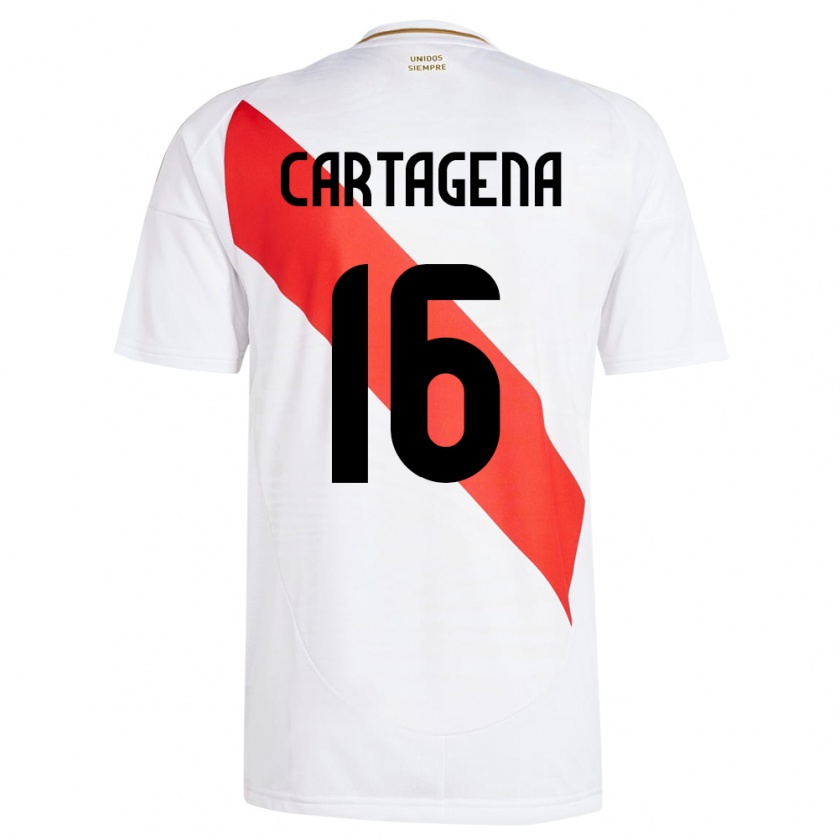 Kandiny Herren Peru Wilder Cartagena #16 Weiß Heimtrikot Trikot 24-26 T-Shirt