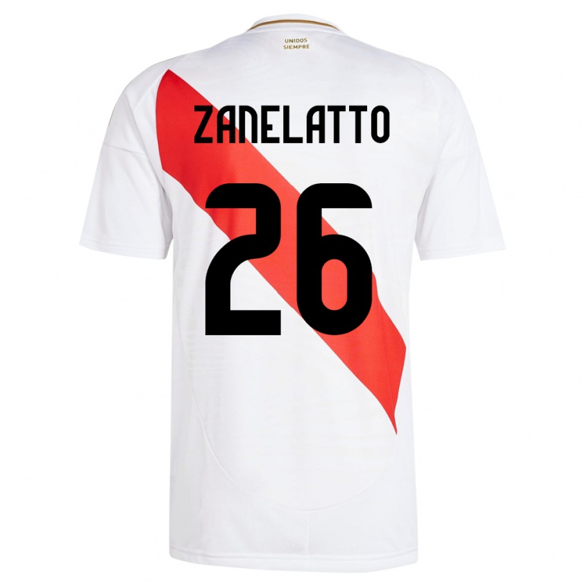 Kandiny Herren Peru Franco Zanelatto #26 Weiß Heimtrikot Trikot 24-26 T-Shirt