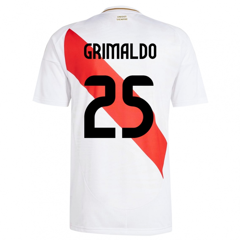 Kandiny Herren Peru Joao Grimaldo #25 Weiß Heimtrikot Trikot 24-26 T-Shirt