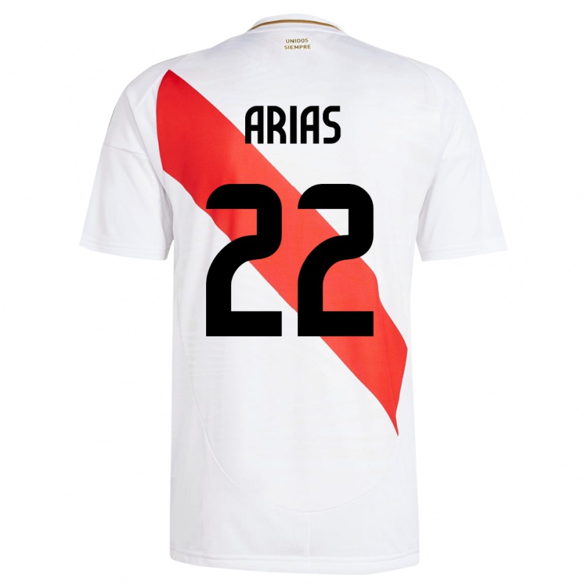 Kandiny Herren Peru Brian Arias #22 Weiß Heimtrikot Trikot 24-26 T-Shirt