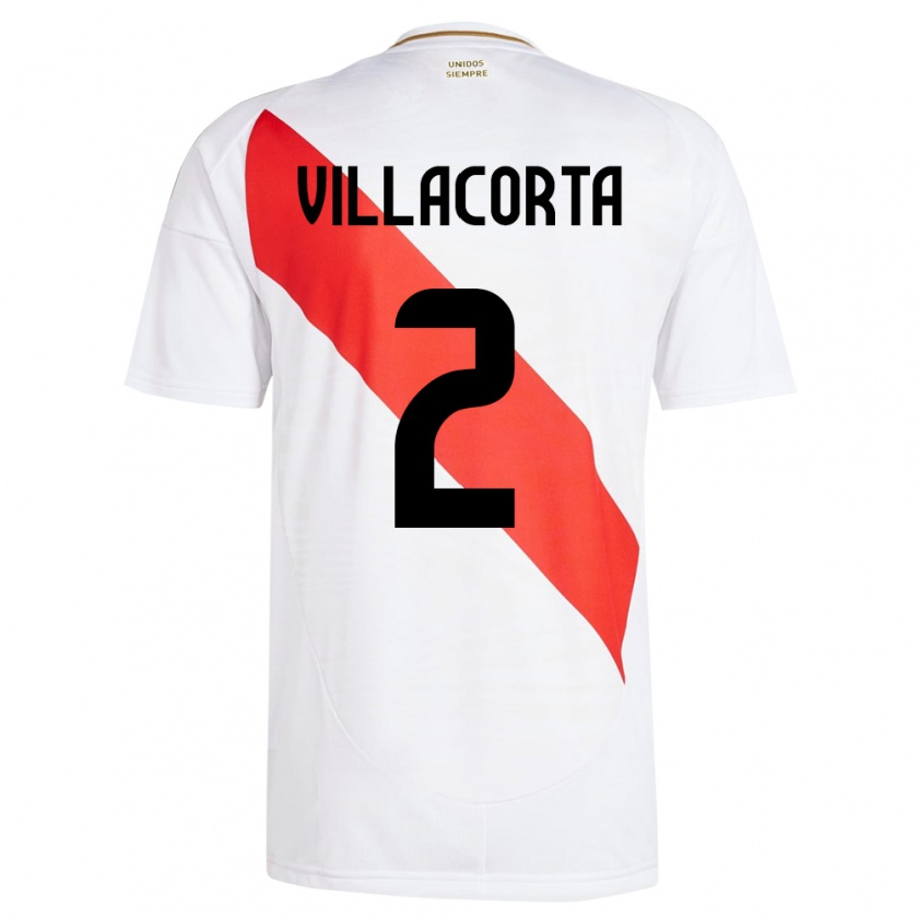 Kandiny Herren Peru Anderson Villacorta #2 Weiß Heimtrikot Trikot 24-26 T-Shirt