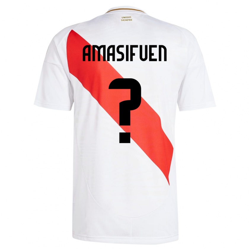 Kandiny Herren Peru Nicolás Amasifuén #0 Weiß Heimtrikot Trikot 24-26 T-Shirt