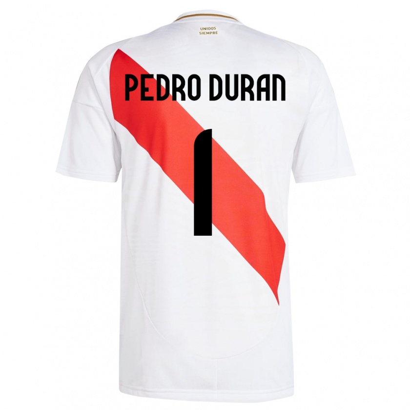 Kandiny Herren Peru Juan Pedro Durán #1 Weiß Heimtrikot Trikot 24-26 T-Shirt