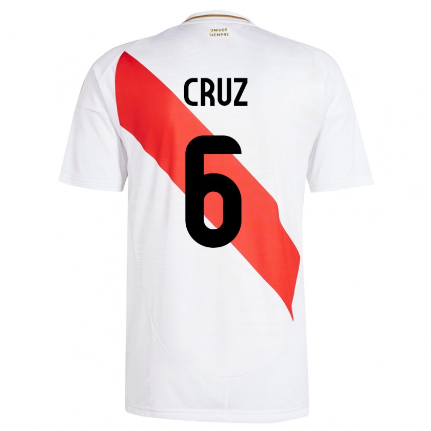 Kandiny Herren Peru Esteban Cruz #6 Weiß Heimtrikot Trikot 24-26 T-Shirt