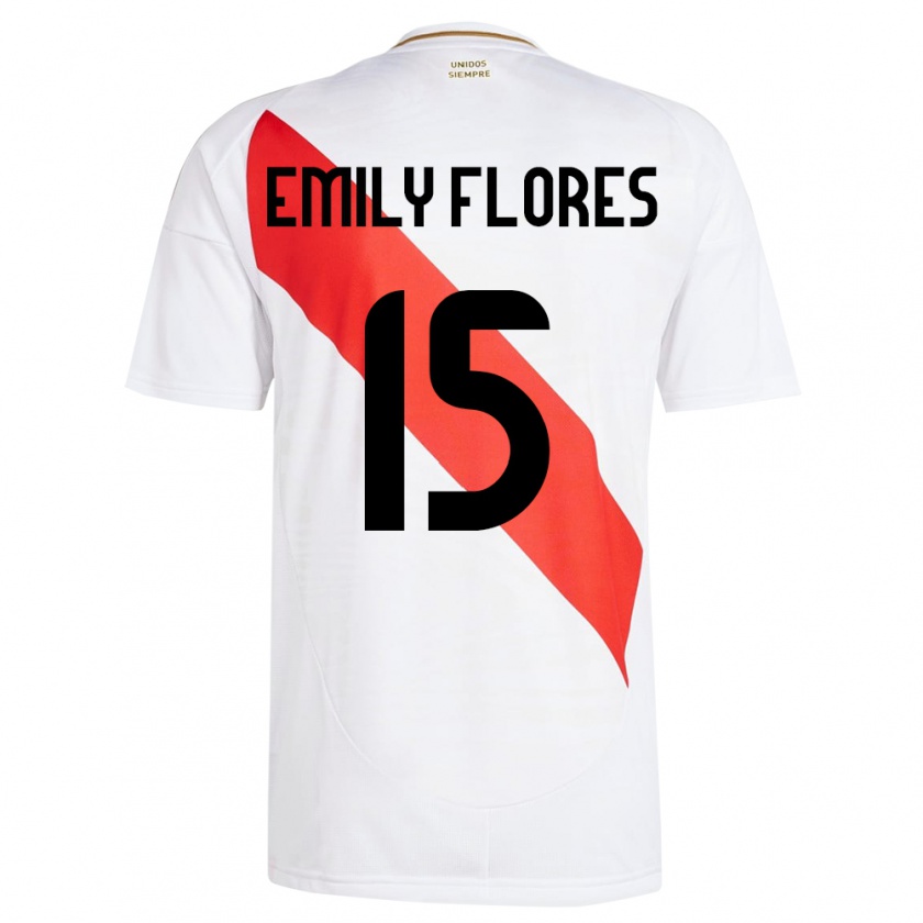 Kandiny Herren Peru Emily Flores #15 Weiß Heimtrikot Trikot 24-26 T-Shirt