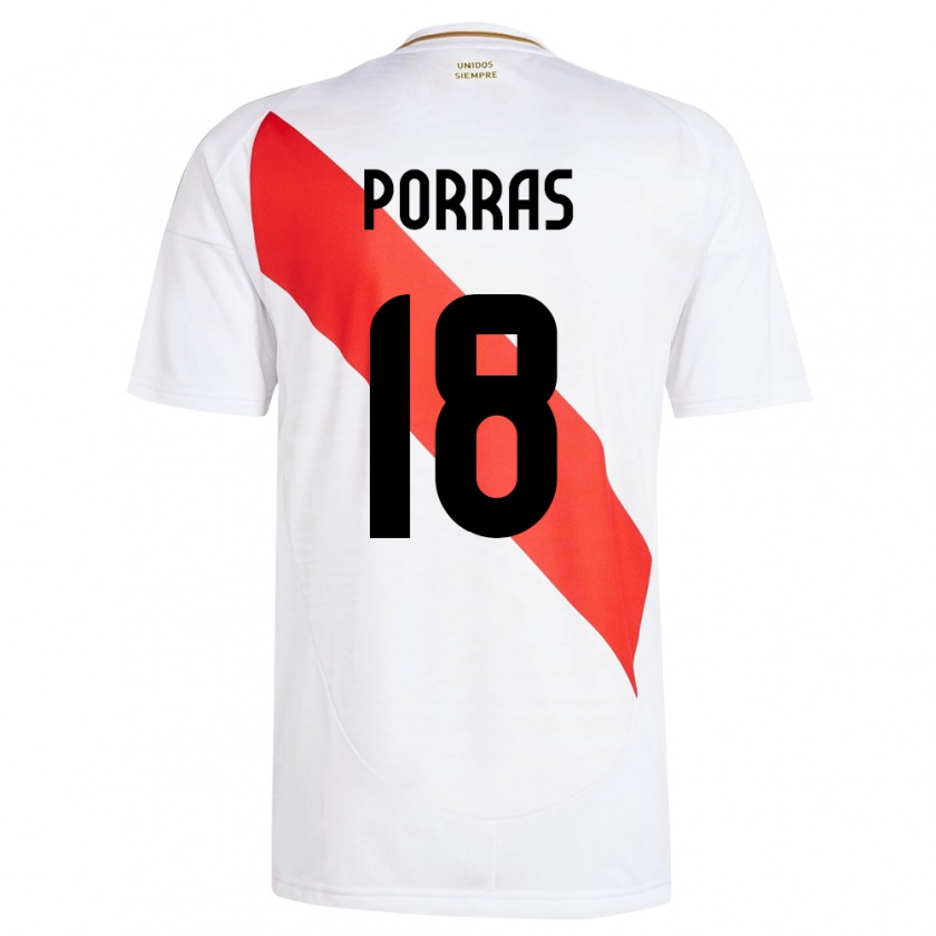 Kandiny Herren Peru Sashenka Porras #18 Weiß Heimtrikot Trikot 24-26 T-Shirt