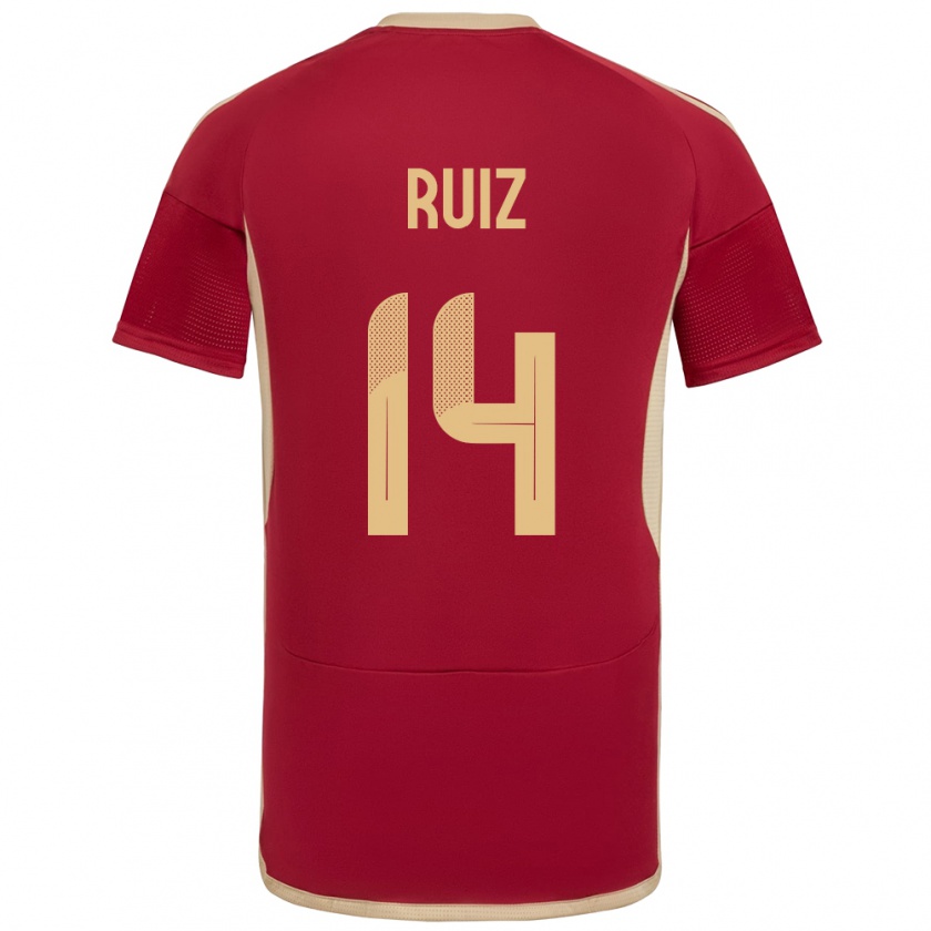 Kandiny Herren Venezuela Maicol Ruiz #14 Burgund Heimtrikot Trikot 24-26 T-Shirt