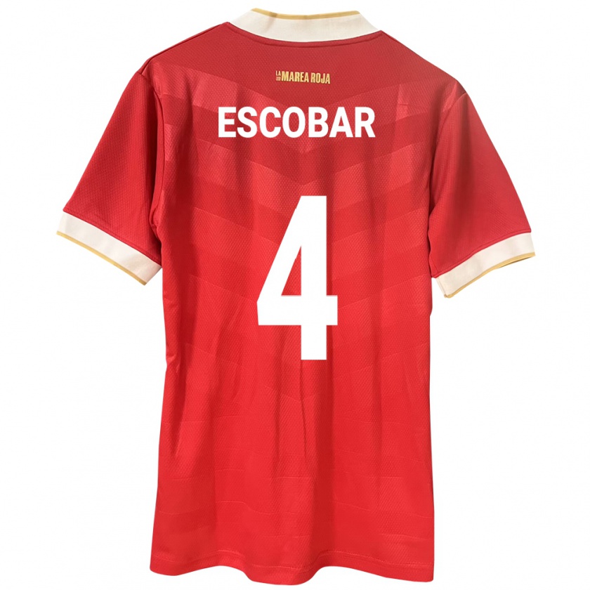 Kandiny Herren Panama Fidel Escobar #4 Rot Heimtrikot Trikot 24-26 T-Shirt