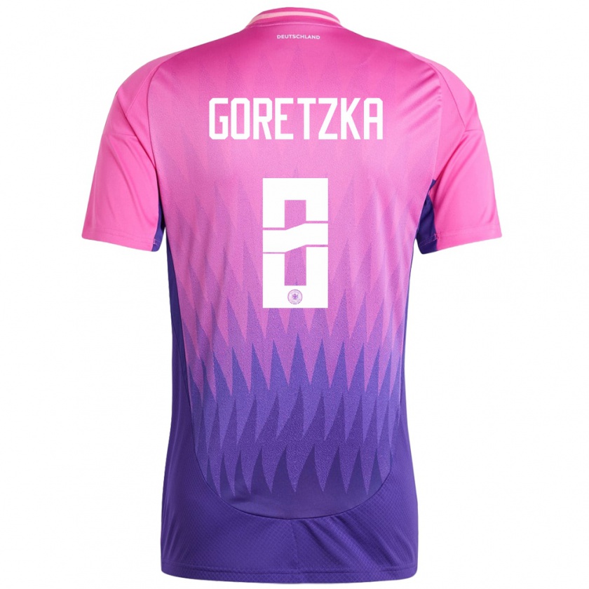 Kandiny Herren Deutschland Leon Goretzka #8 Pink Lila Auswärtstrikot Trikot 24-26 T-Shirt