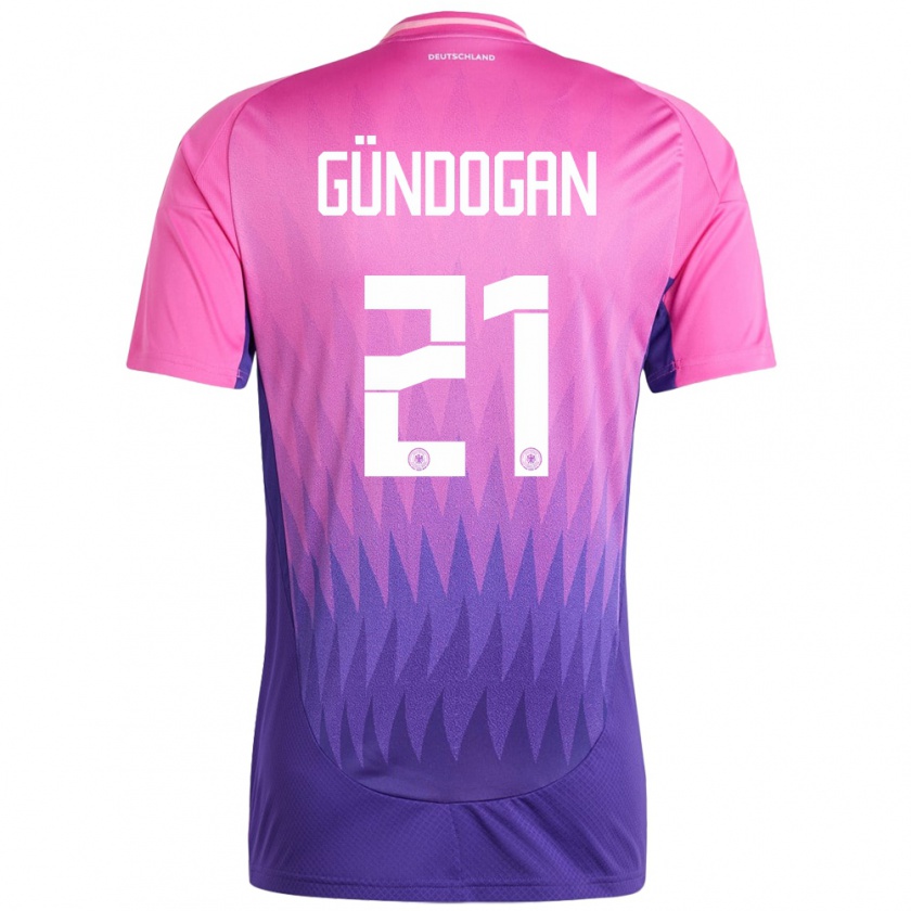 Kandiny Herren Deutschland Ilkay Gundogan #21 Pink Lila Auswärtstrikot Trikot 24-26 T-Shirt