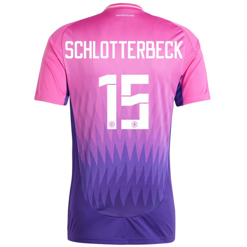 Kandiny Herren Deutschland Nico Schlotterbeck #15 Pink Lila Auswärtstrikot Trikot 24-26 T-Shirt