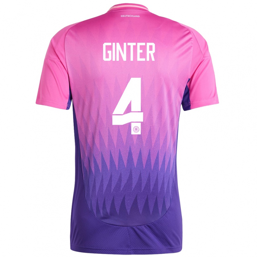 Kandiny Herren Deutschland Matthias Ginter #4 Pink Lila Auswärtstrikot Trikot 24-26 T-Shirt