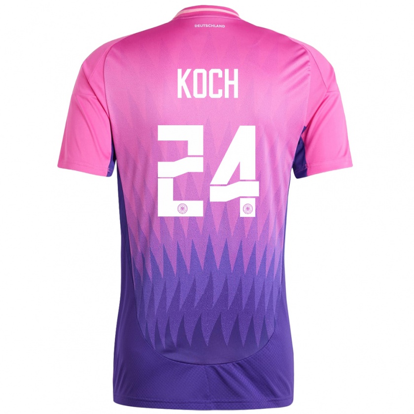 Kandiny Herren Deutschland Robin Koch #24 Pink Lila Auswärtstrikot Trikot 24-26 T-Shirt