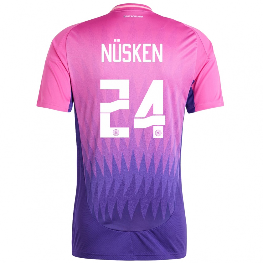 Kandiny Herren Deutschland Sjoeke Nusken #24 Pink Lila Auswärtstrikot Trikot 24-26 T-Shirt