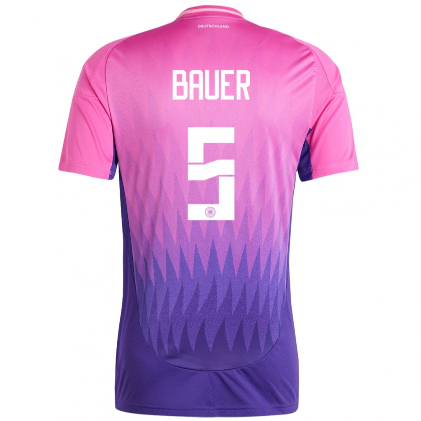 Kandiny Herren Deutschland Maximilian Bauer #5 Pink Lila Auswärtstrikot Trikot 24-26 T-Shirt