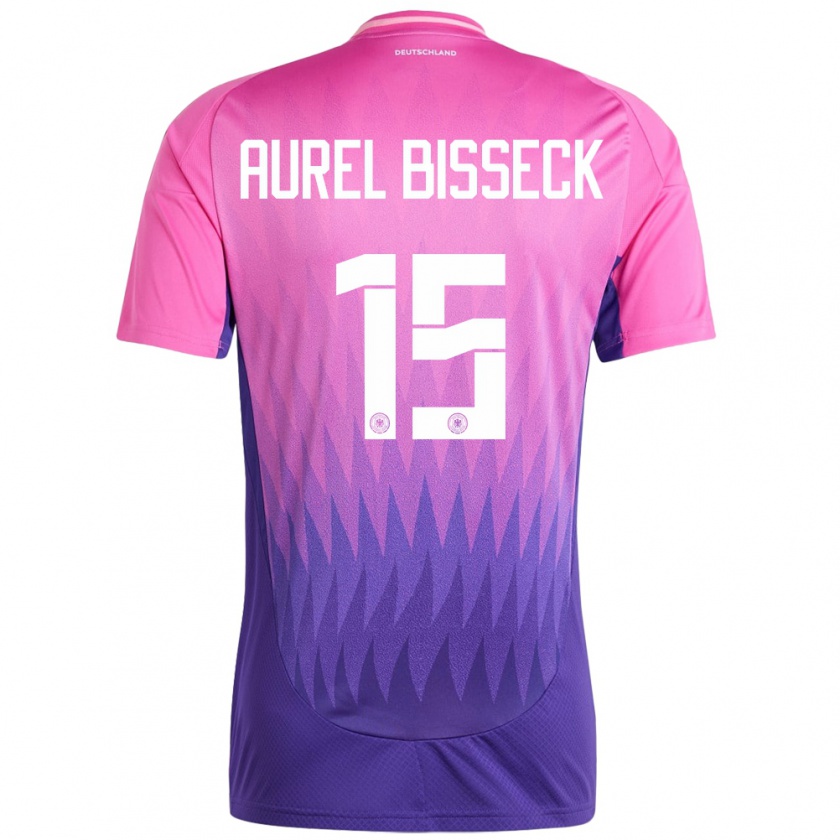 Kandiny Herren Deutschland Yann Aurel Bisseck #15 Pink Lila Auswärtstrikot Trikot 24-26 T-Shirt