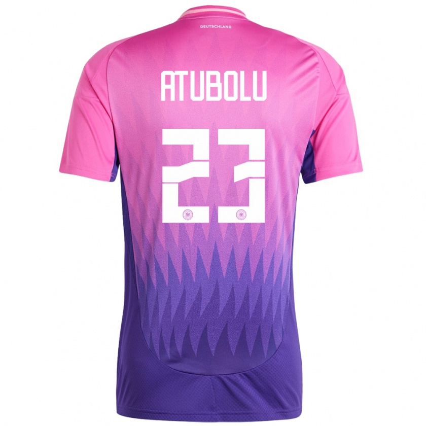 Kandiny Herren Deutschland Noah Atubolu #23 Pink Lila Auswärtstrikot Trikot 24-26 T-Shirt