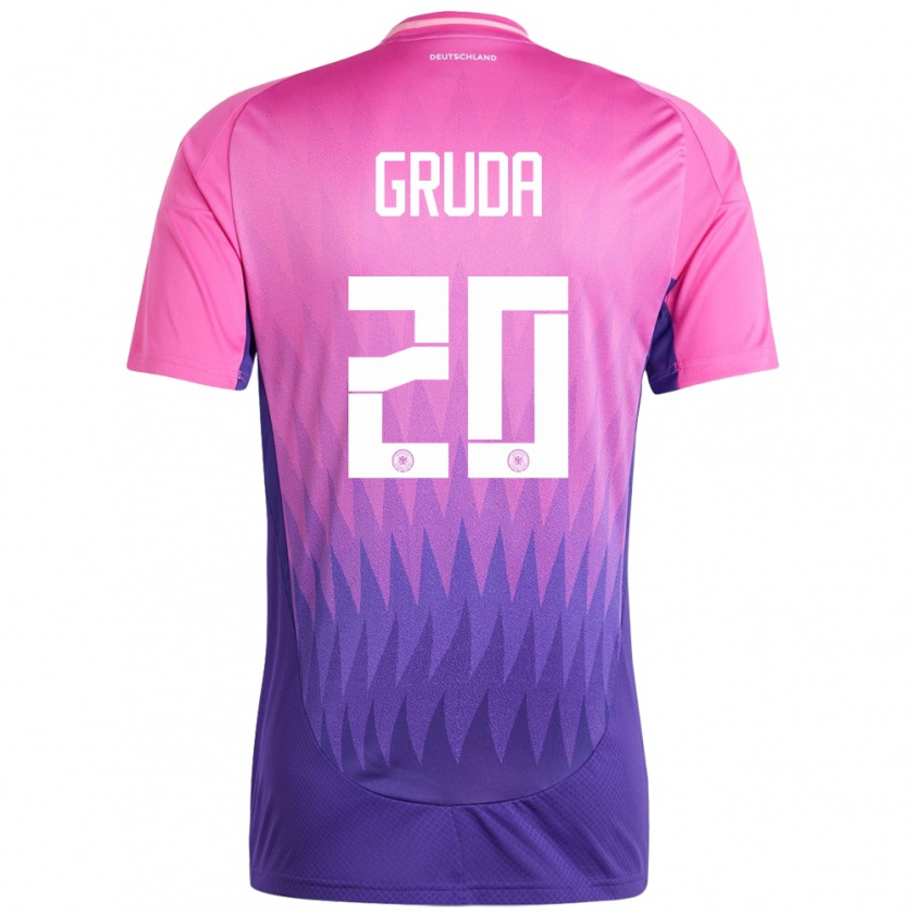 Kandiny Herren Deutschland Brajan Gruda #20 Pink Lila Auswärtstrikot Trikot 24-26 T-Shirt