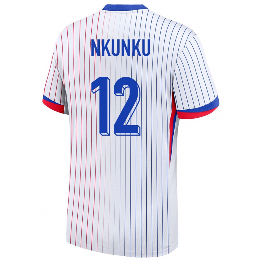 Kandiny Herren Frankreich Christopher Nkunku #12 Weiß Auswärtstrikot Trikot 24-26 T-Shirt