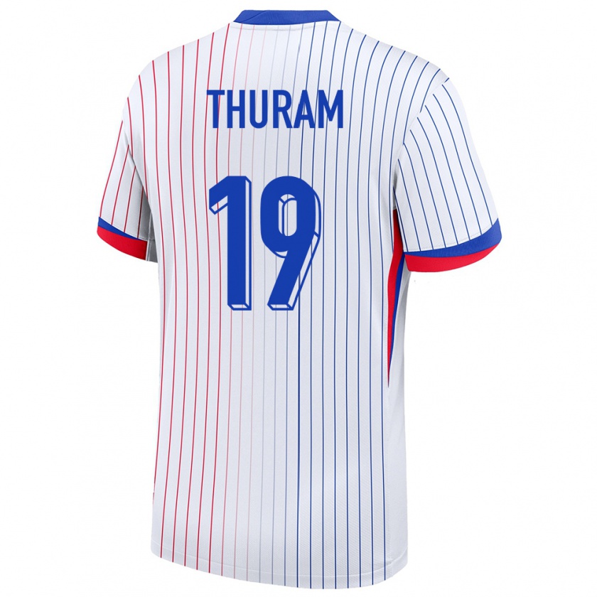 Kandiny Herren Frankreich Khephren Thuram #19 Weiß Auswärtstrikot Trikot 24-26 T-Shirt