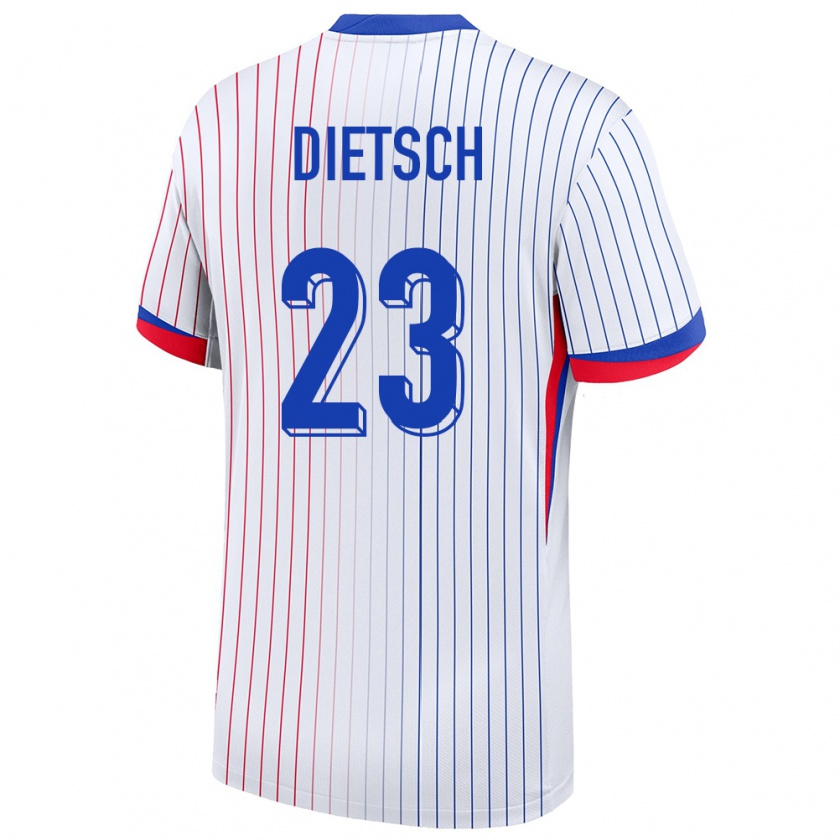 Kandiny Herren Frankreich Guillaume Dietsch #23 Weiß Auswärtstrikot Trikot 24-26 T-Shirt