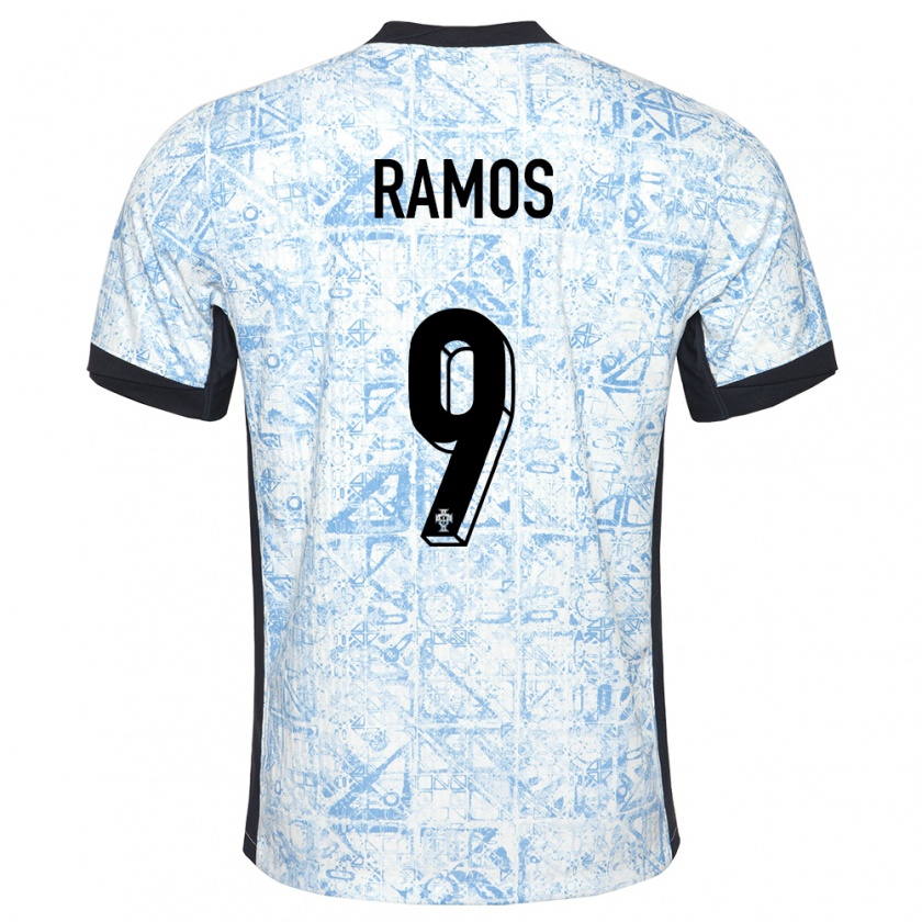 Kandiny Herren Portugal Goncalo Ramos #9 Cremeblau Auswärtstrikot Trikot 24-26 T-Shirt