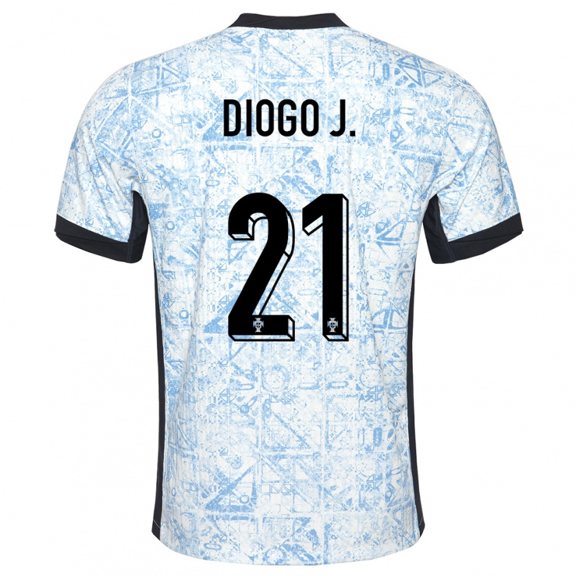 Kandiny Herren Portugal Diogo Jota #21 Cremeblau Auswärtstrikot Trikot 24-26 T-Shirt